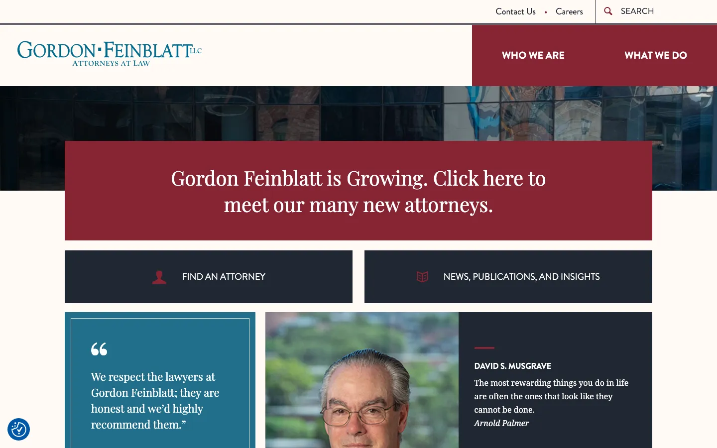 Screenshot of the Gordon Feinblatt LLC website