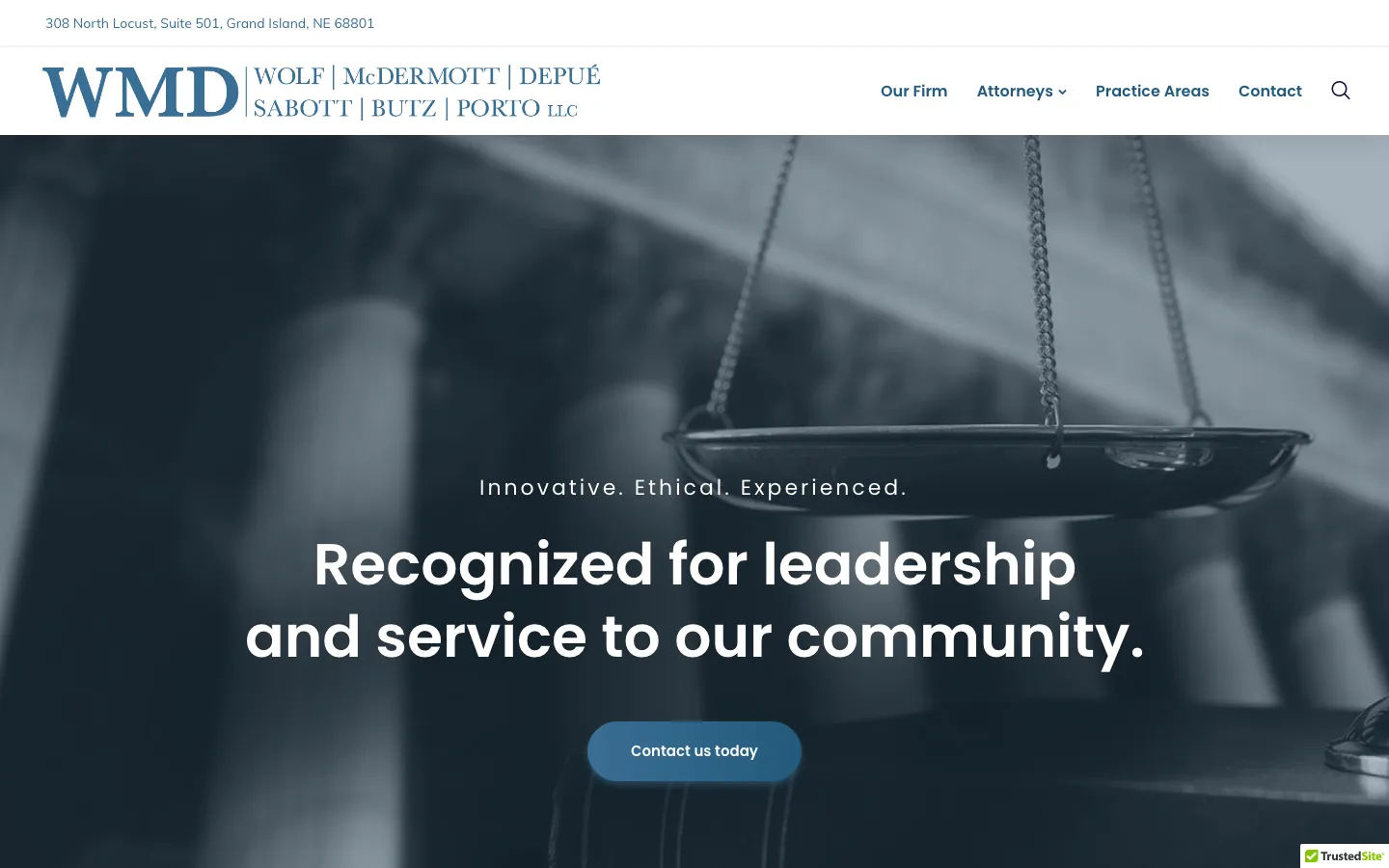 Screenshot of the Wolf, McDermott, Depue, Sabott, Butz, Porto, LLC website