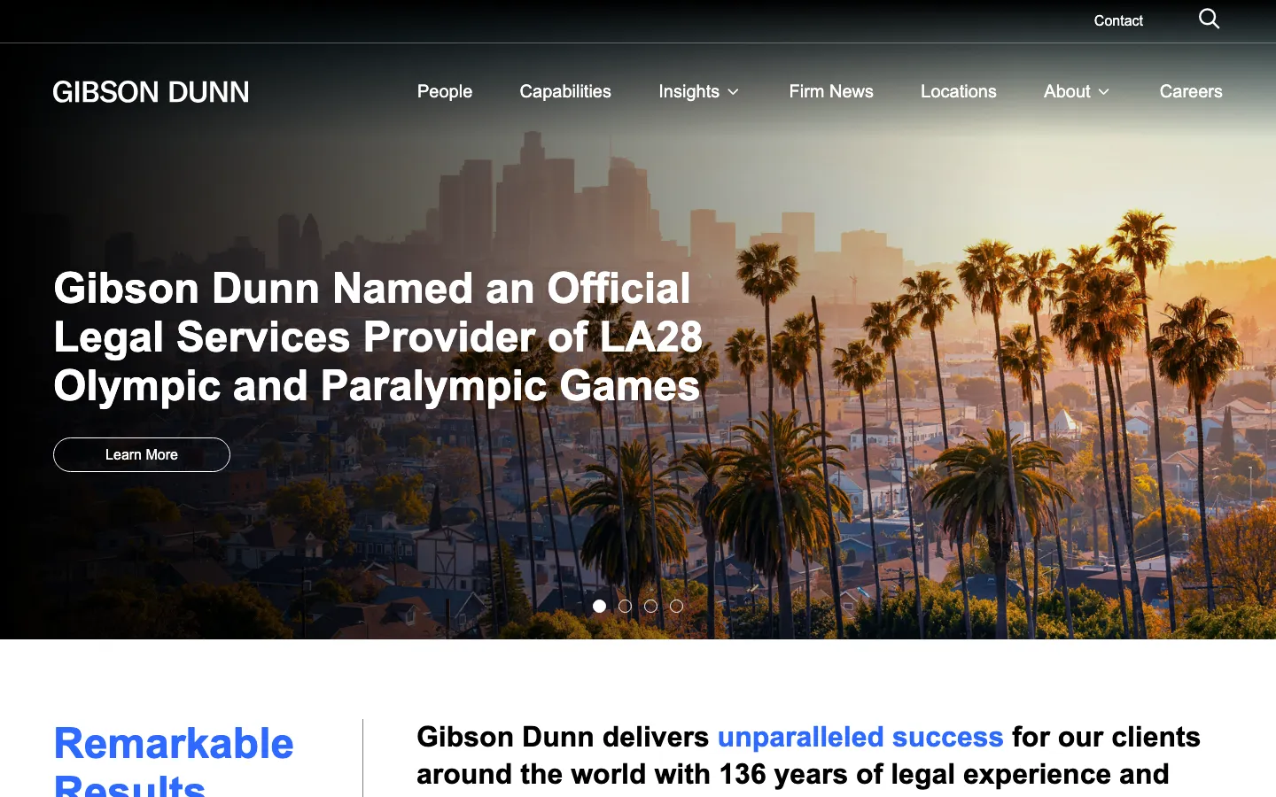 Screenshot of the Gibson, Dunn & Crutcher LLP website