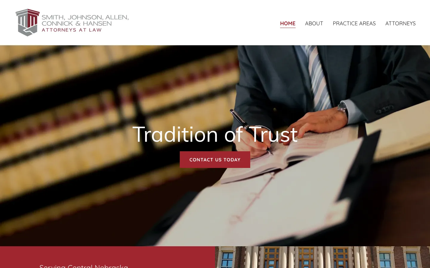 Screenshot of the Smith, Johnson, Allen, Connick & Hansen website
