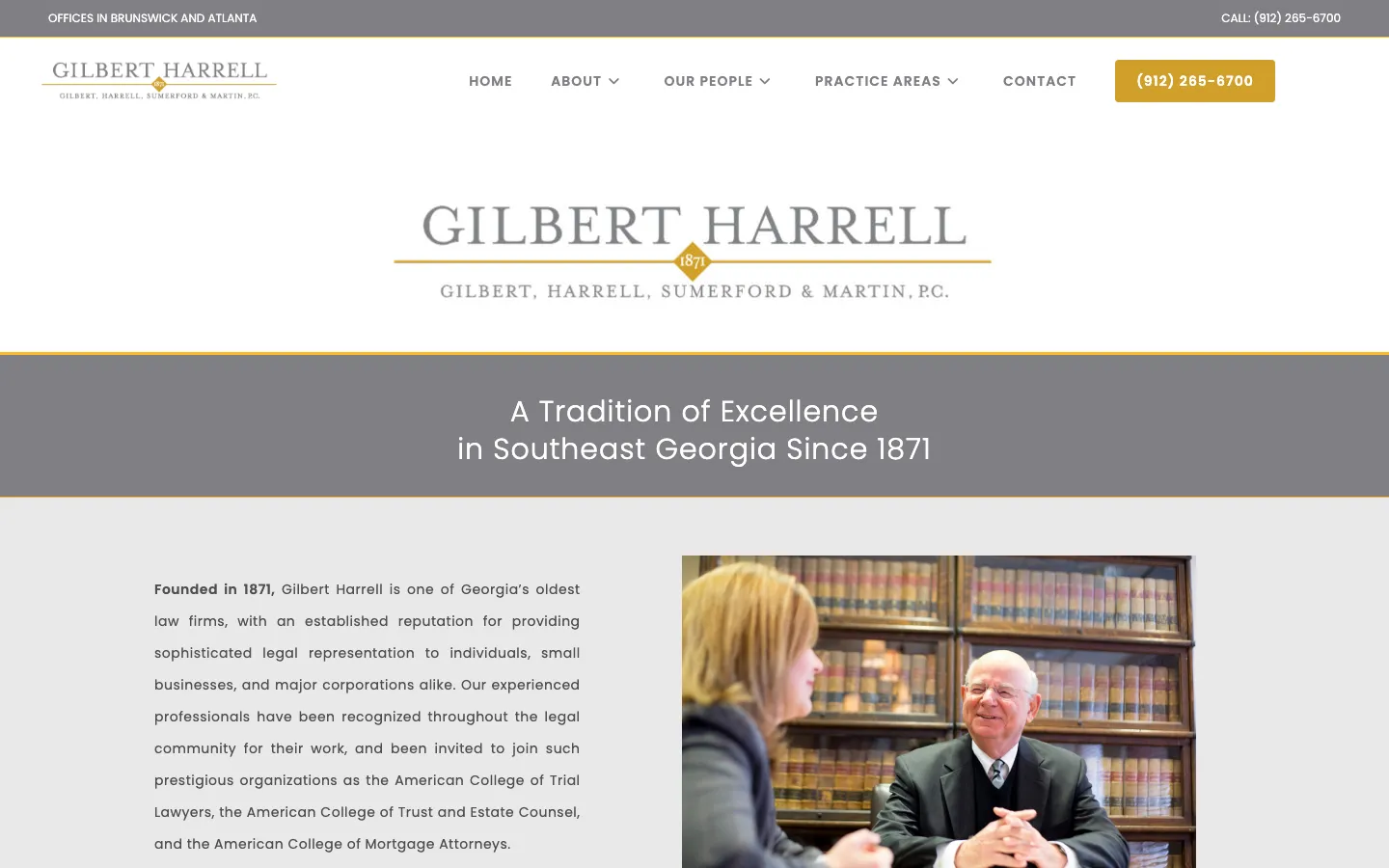 Screenshot of the Gilbert, Harrell, Sumerford & Martin, P.C. website