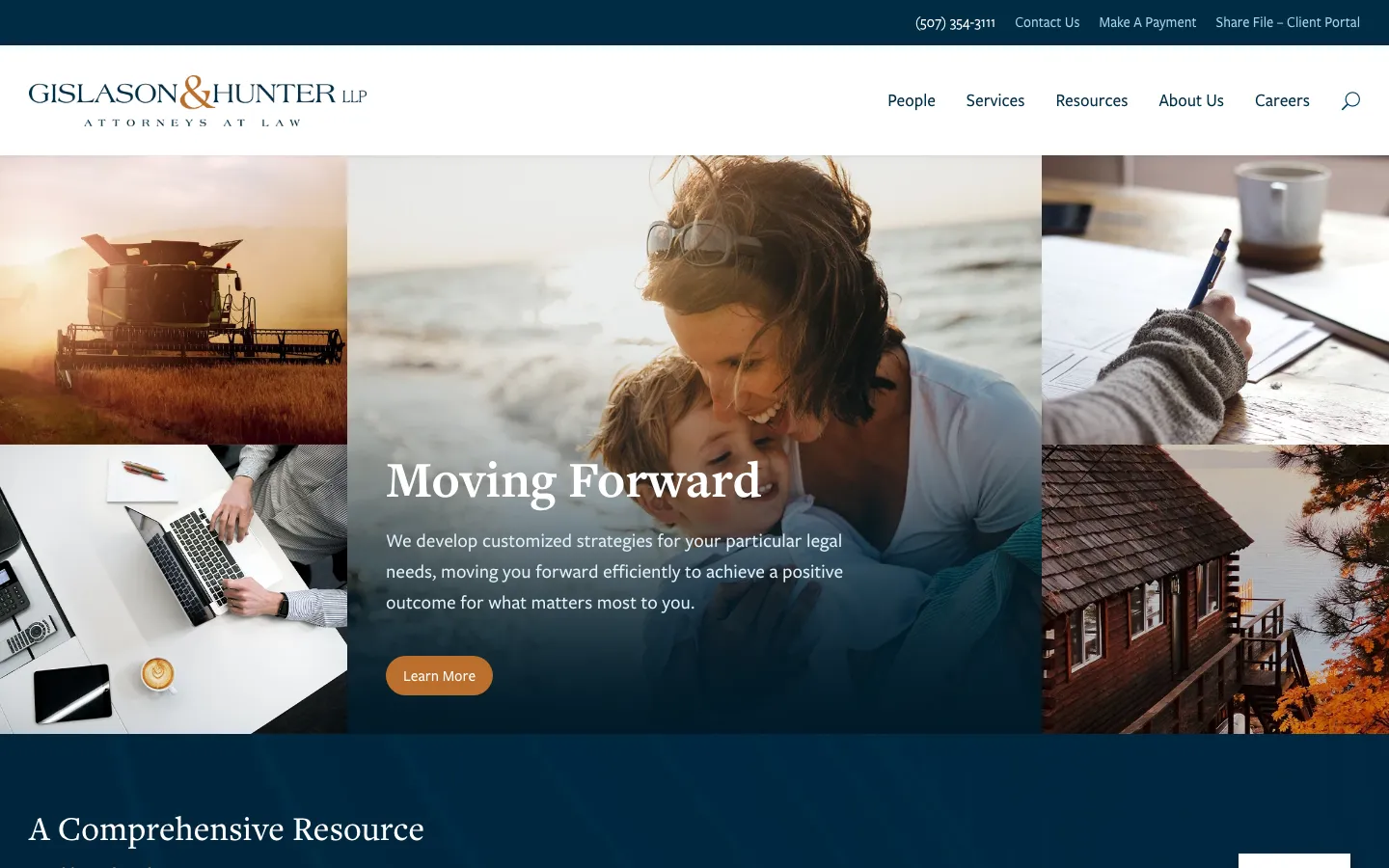 Screenshot of the Gislason & Hunter LLP website