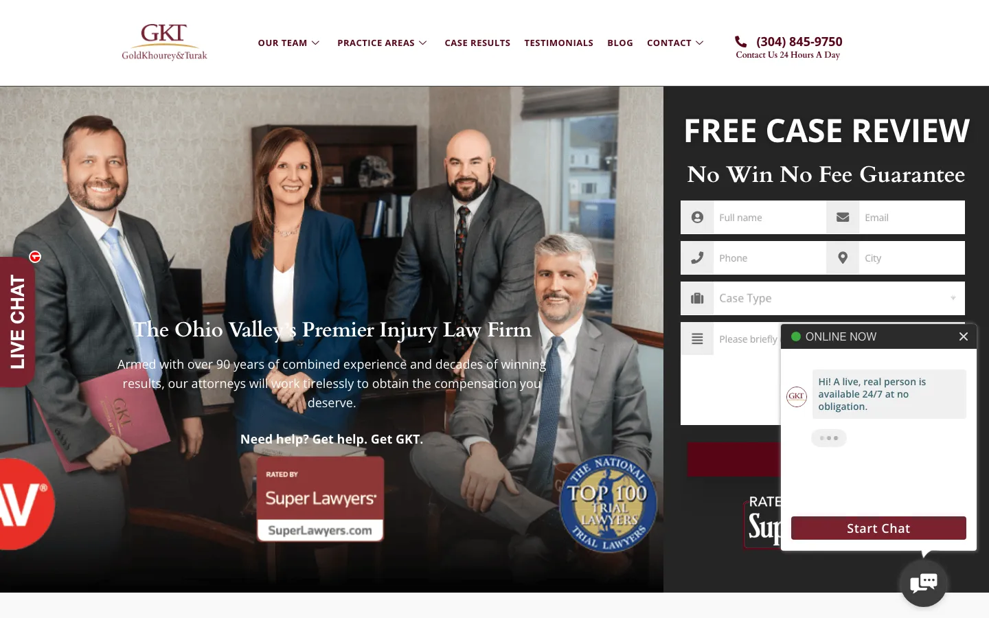 Screenshot of the Gold, Khourey & Turak website