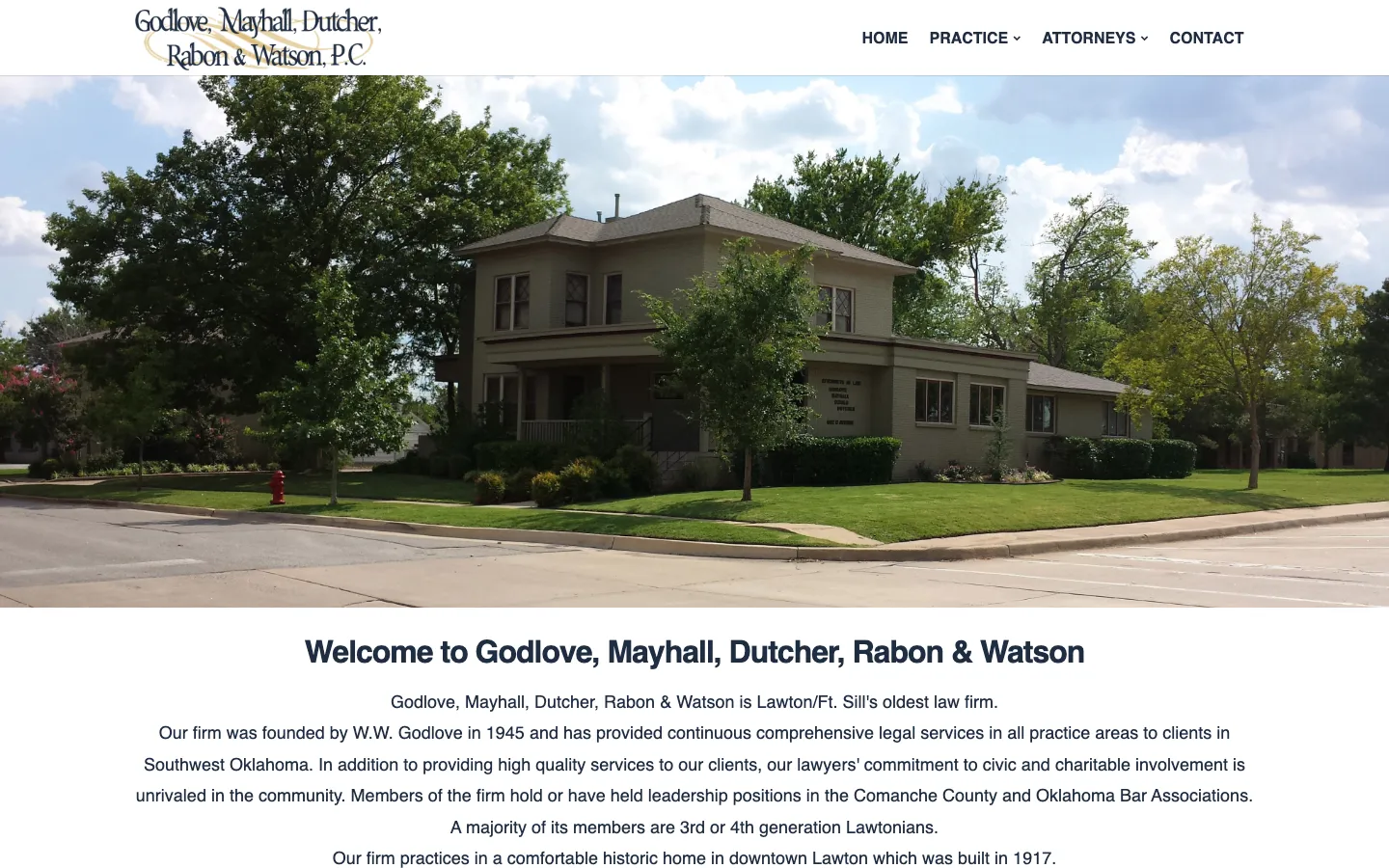 Screenshot of the Godlove, Mayhall, Dutcher, Rabon & Watson website