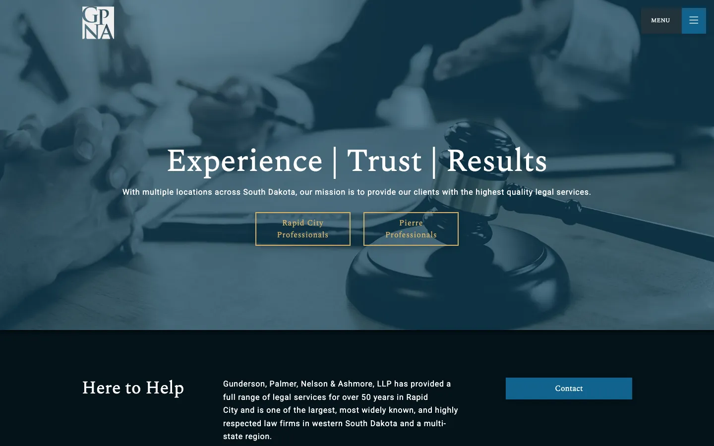 Screenshot of the Gunderson, Palmer, Nelson & Ashmore, LLP website