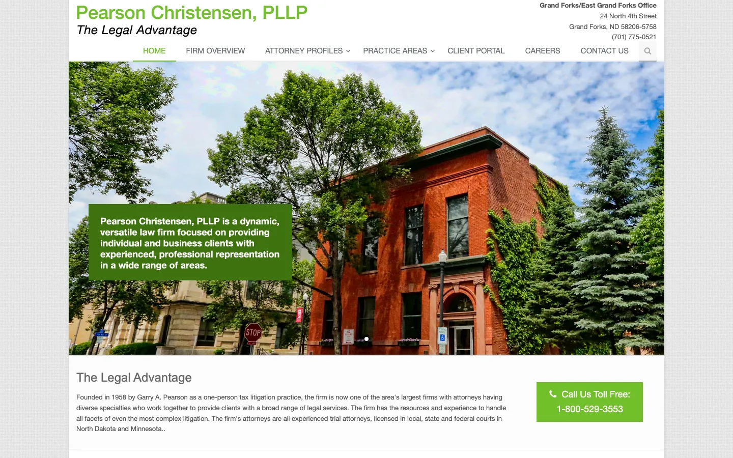 Screenshot of the Pearson Christensen, PLLP website