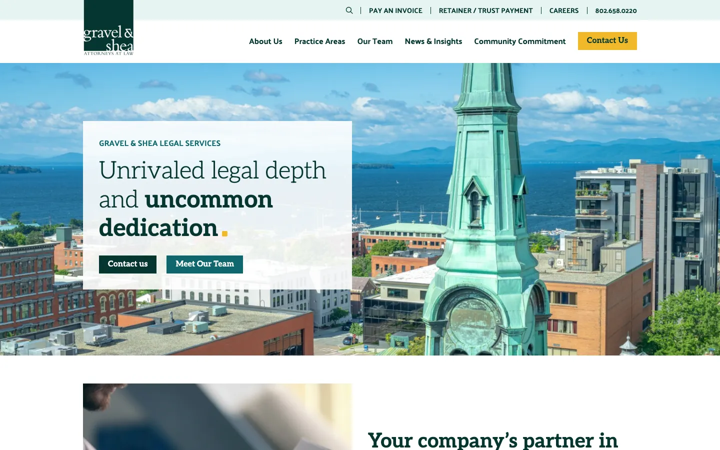 Screenshot of the Gravel & Shea PC website