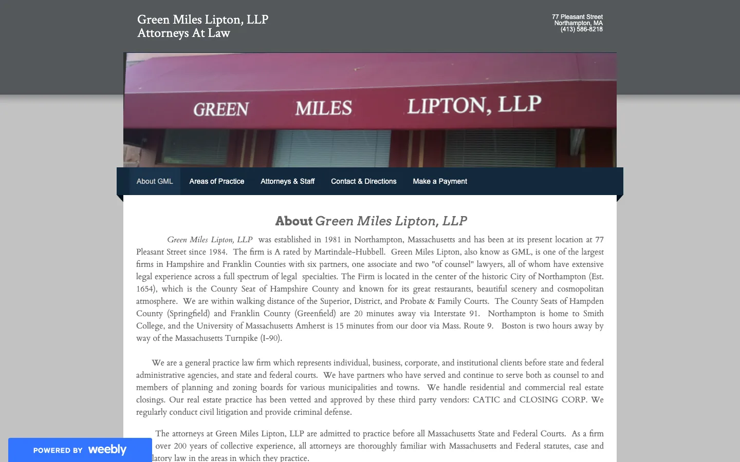 Screenshot of the Green Miles Lipton, LLP website