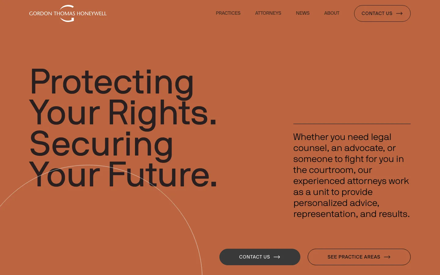 Screenshot of the Gordon Thomas Honeywell LLP website