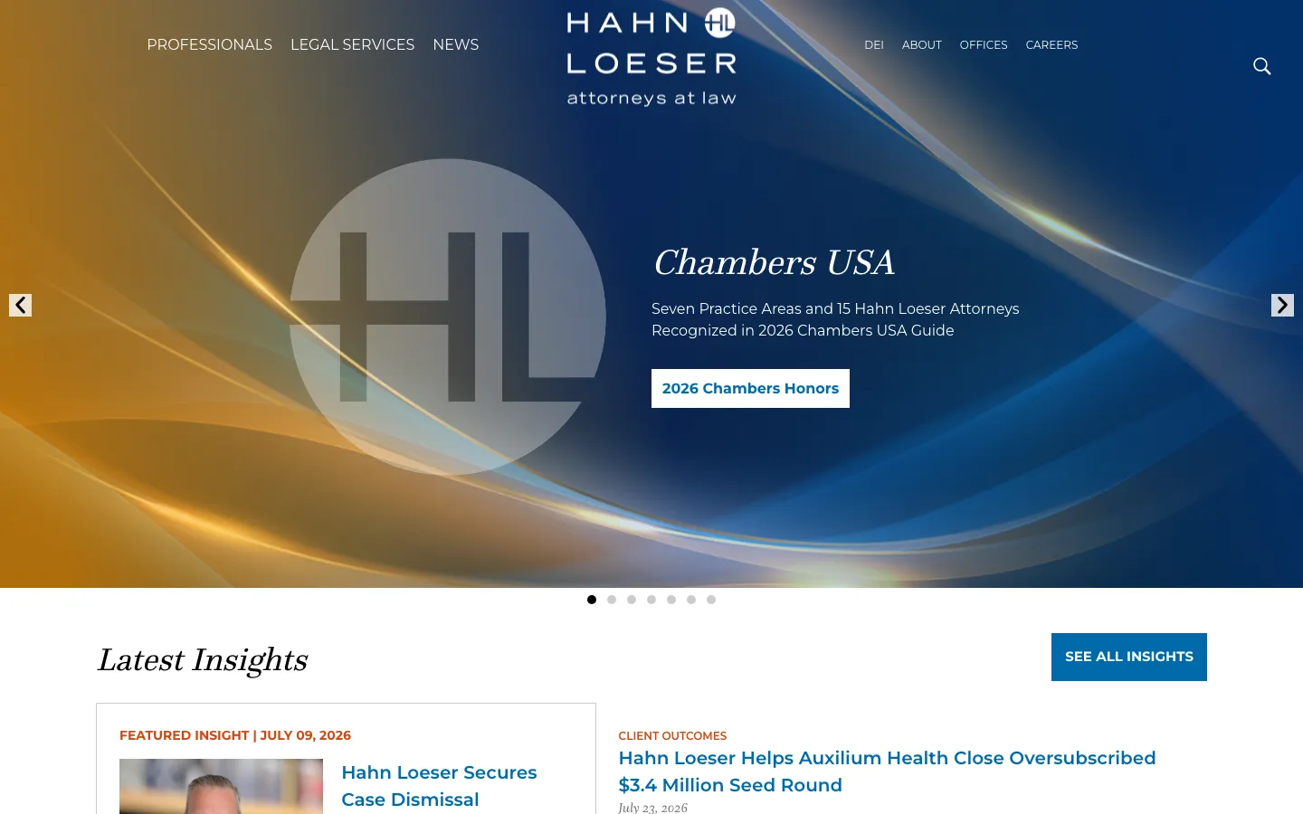 Screenshot of the Hahn Loeser & Parks LLP website