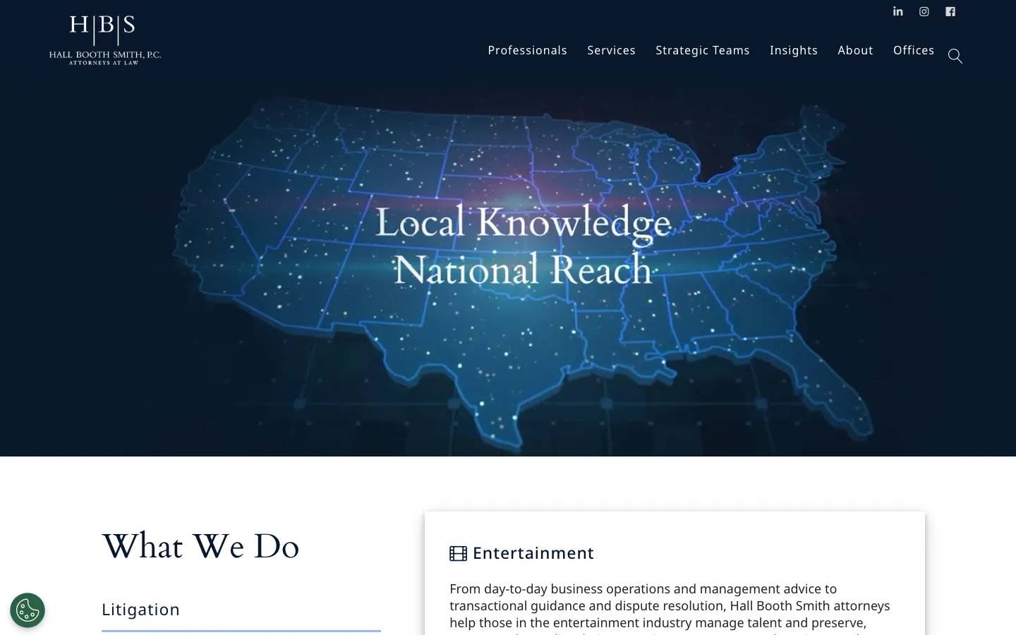 Screenshot of the Hall Booth Smith, P.C. website