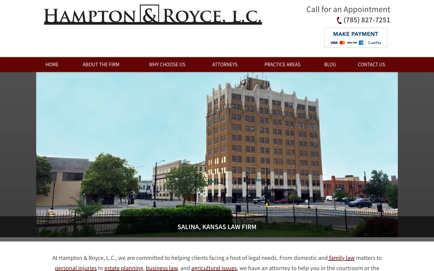 Screenshot of the Hampton & Royce, L.C. website