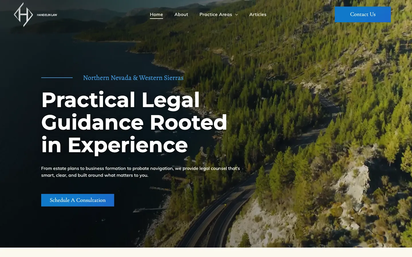 Screenshot of the Handelin Law website