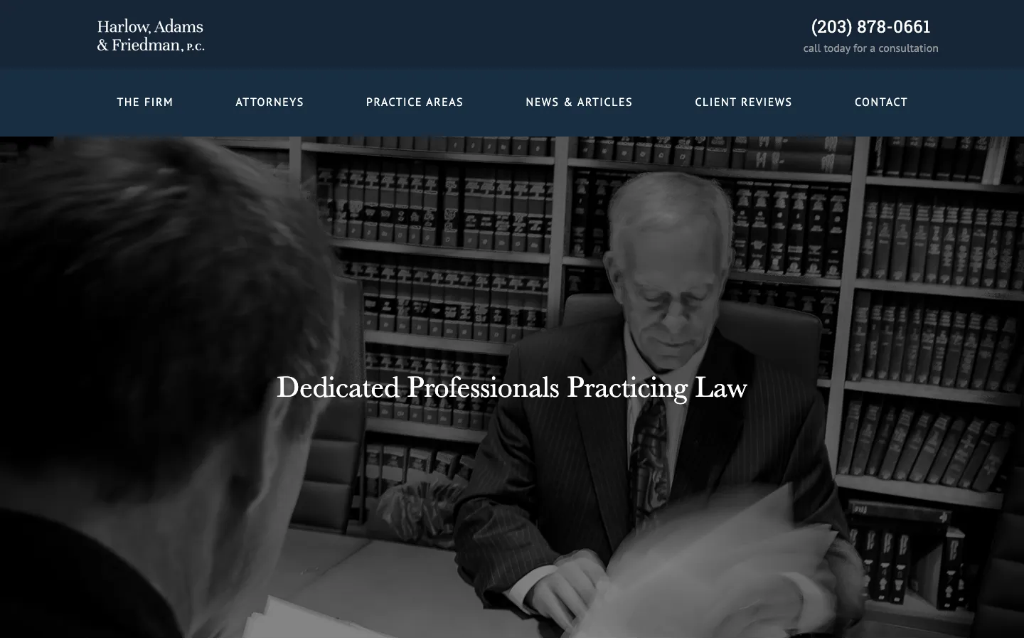 Screenshot of the Harlow, Adams & Friedman, P.C. website