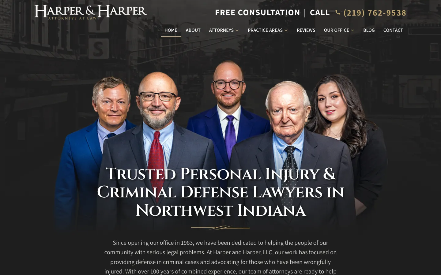 Screenshot of the Harper & Harper, LLC website