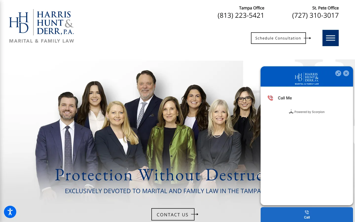 Screenshot of the Harris, Hunt & Derr, P.A. website