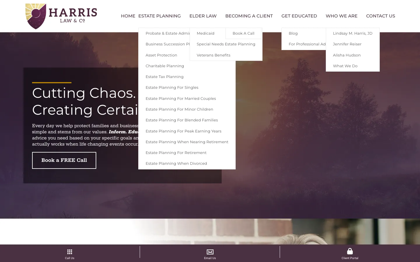 Screenshot of the Harris Law & Co. website
