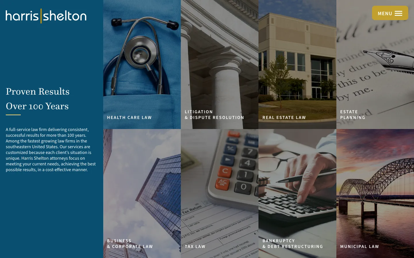 Screenshot of the Harris Shelton Hanover Walsh, PLLC website