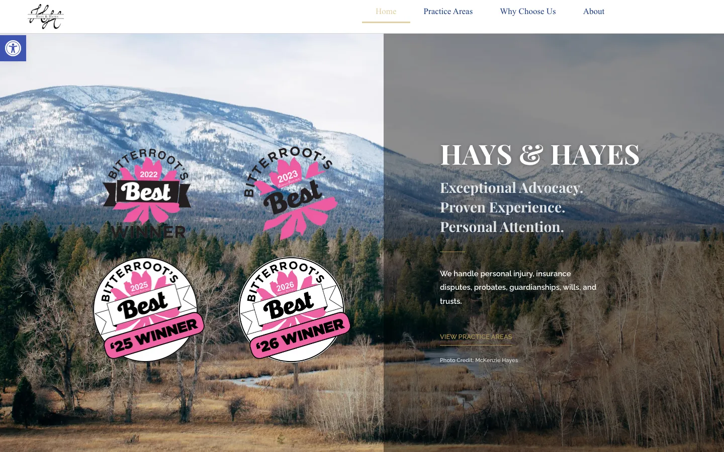 Screenshot of the Hays and Hayes website