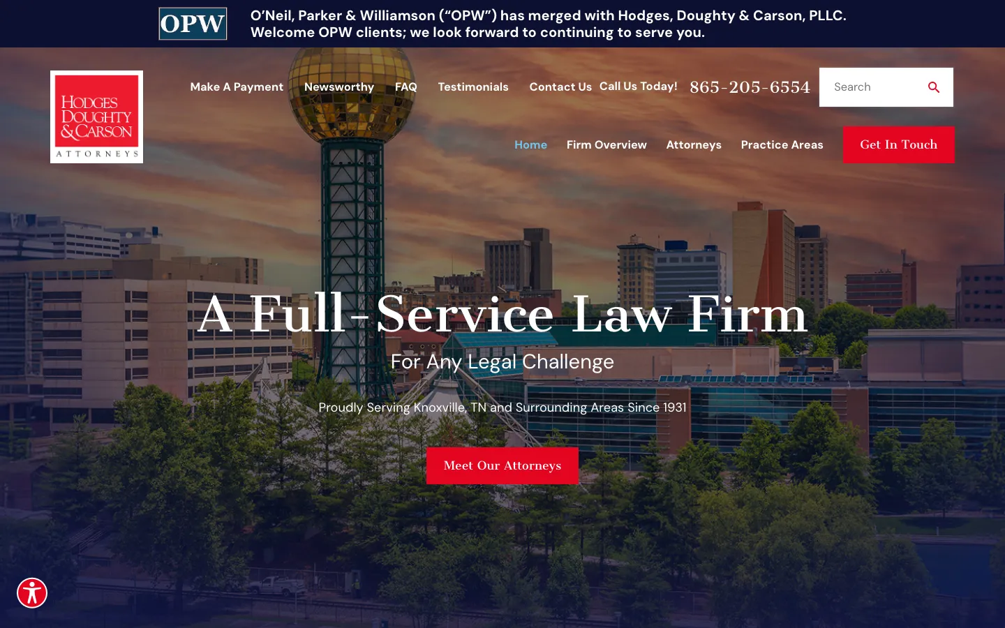 Screenshot of the Hodges, Doughty & Carson, PLLC website