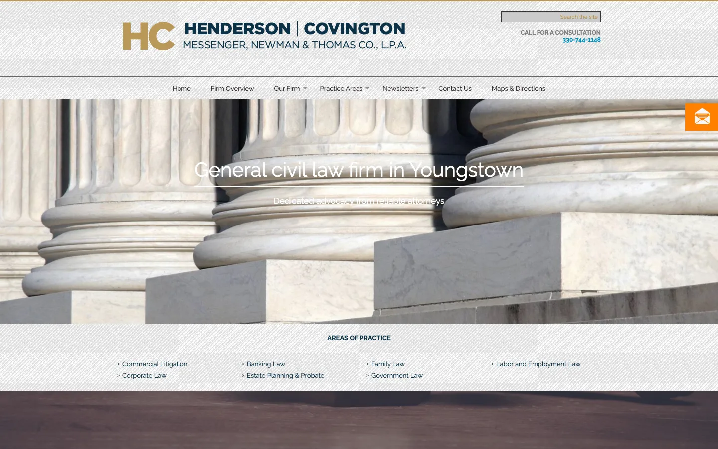 Screenshot of the Henderson, Covington, Messenger, Newman & Thomas Co., L.P.A. website