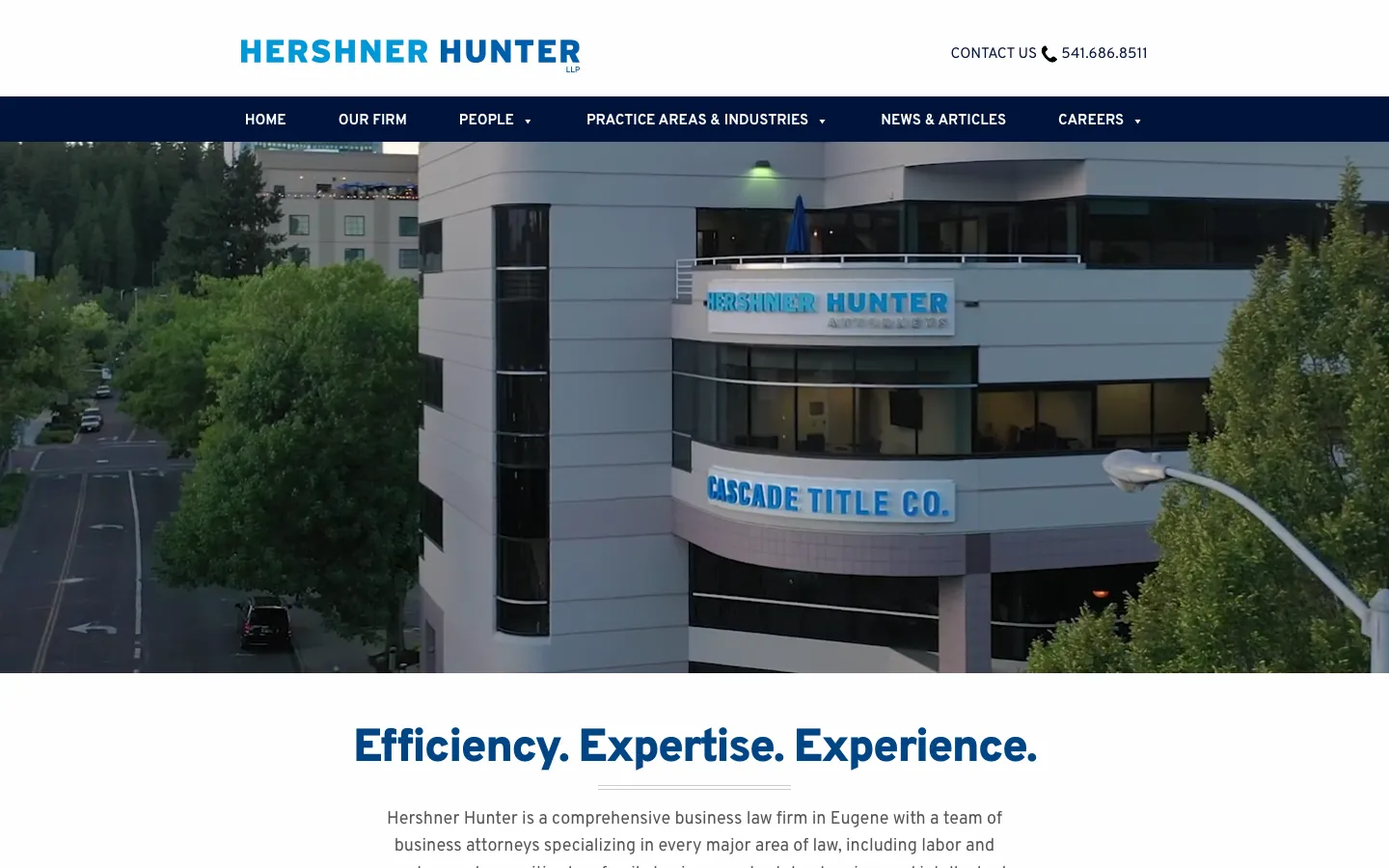 Screenshot of the Hershner Hunter LLP website