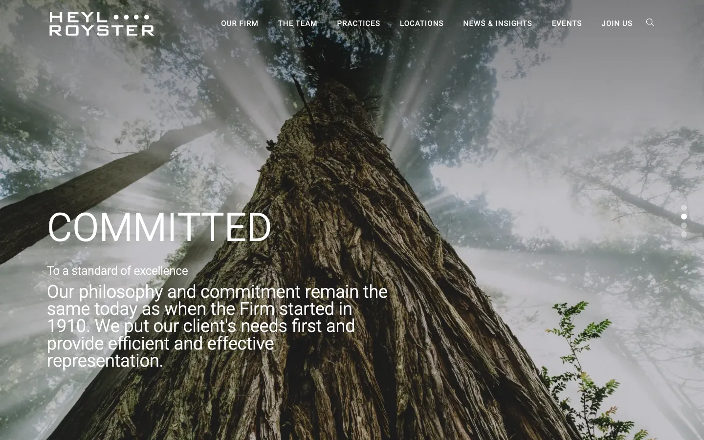 Screenshot of the Heyl, Royster, Voelker & Allen, P.C. website