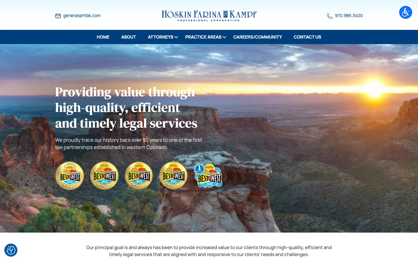 Screenshot of the Hoskin Farina & Kampf, PC website