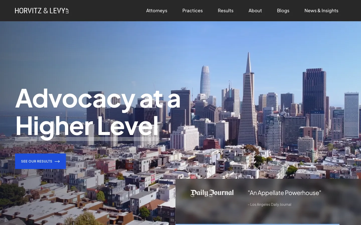 Screenshot of the Horvitz & Levy LLP website