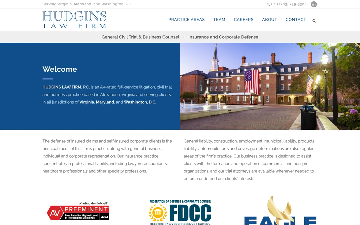Screenshot of the Hudgins Law Firm, P.C. website