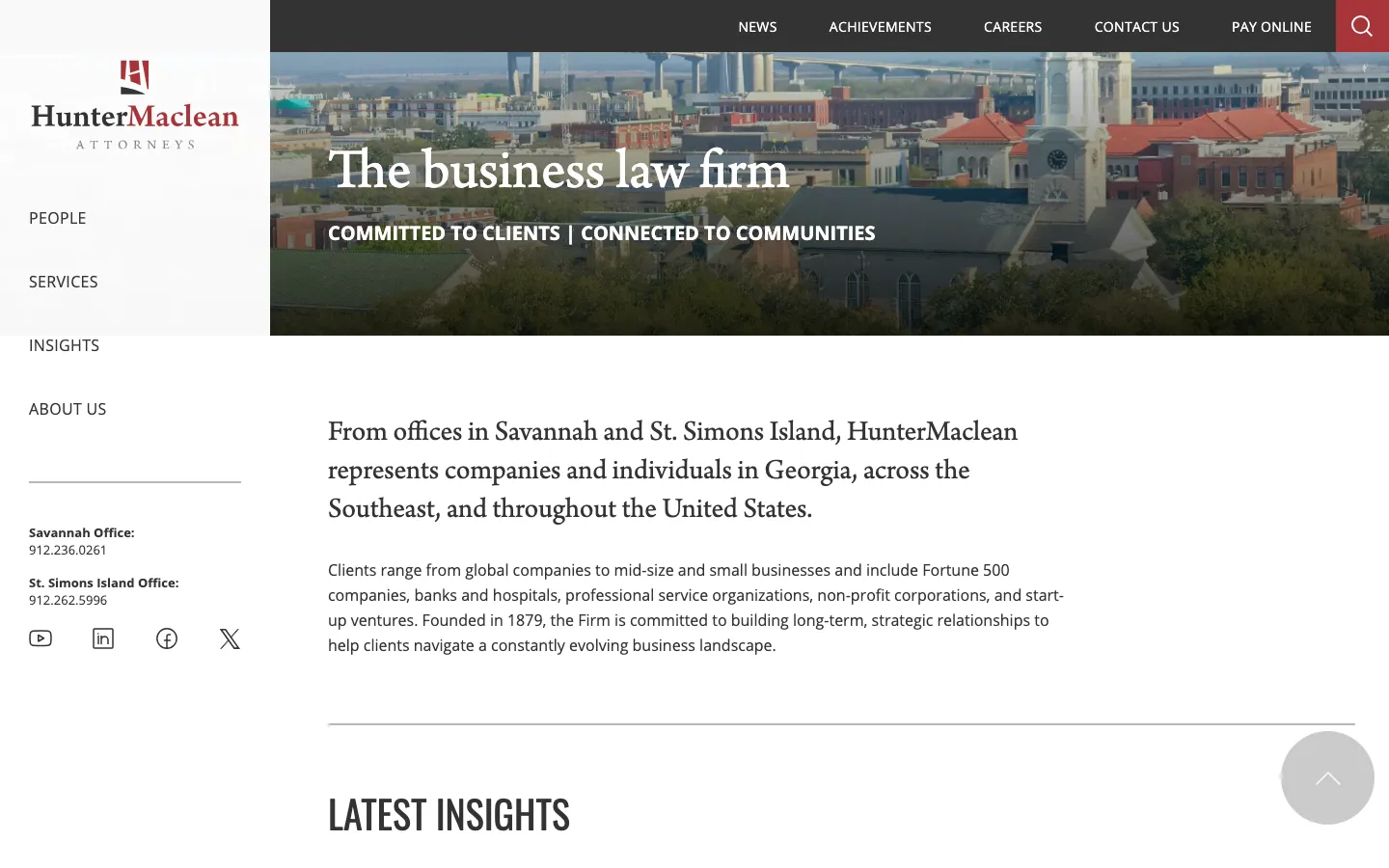Screenshot of the HunterMaclean website