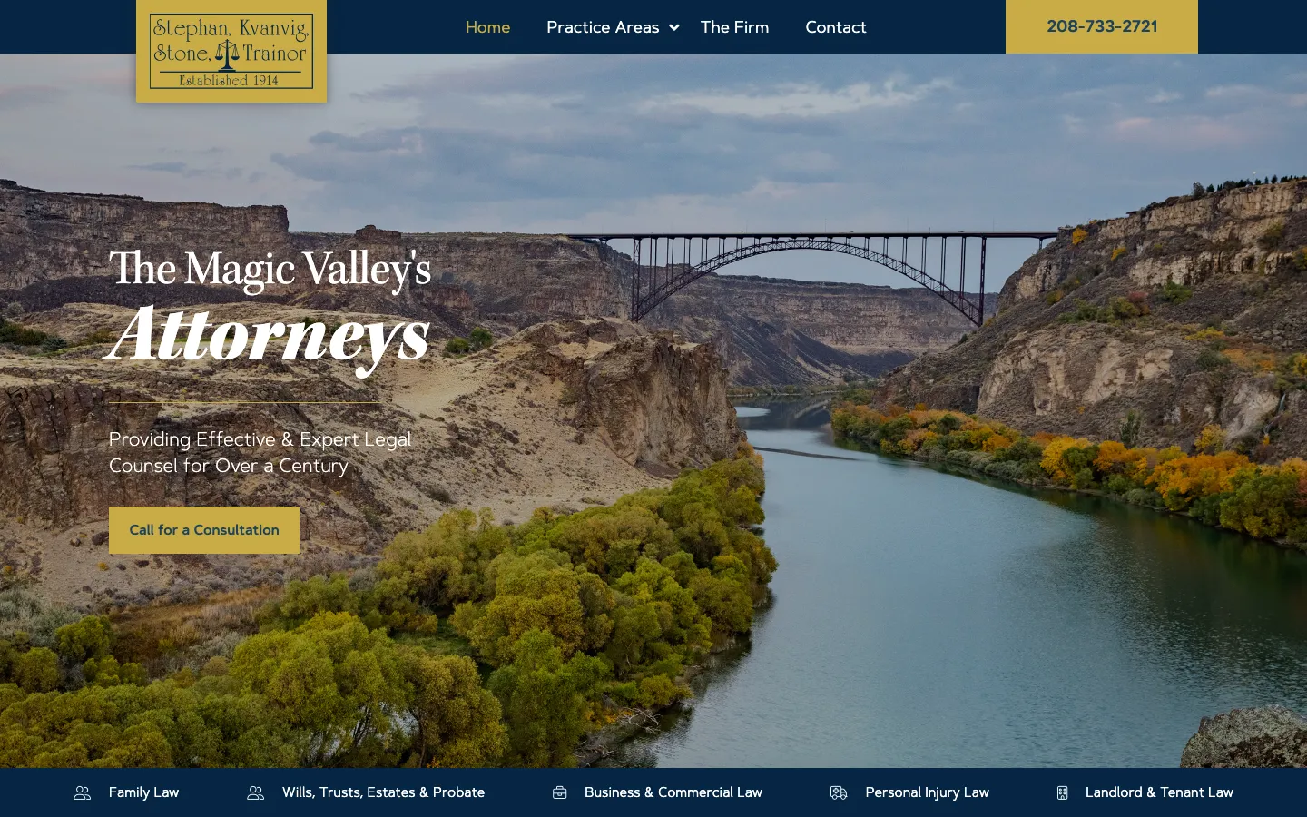 Screenshot of the Stephan, Kvanvig, Stone & Trainor website
