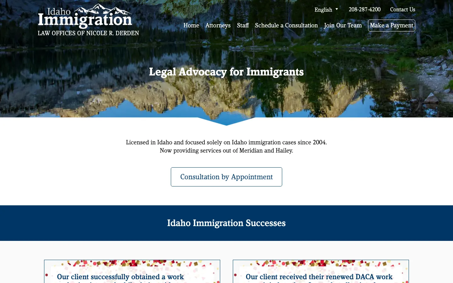 Screenshot of the Law Offices of Nicole R. Derden website