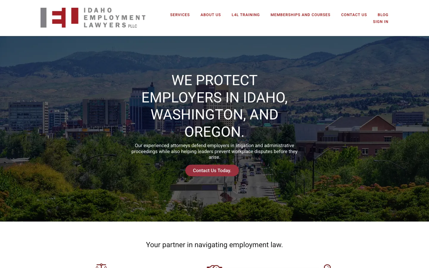 Screenshot of the Idaho Employment Lawyers, PLLC website