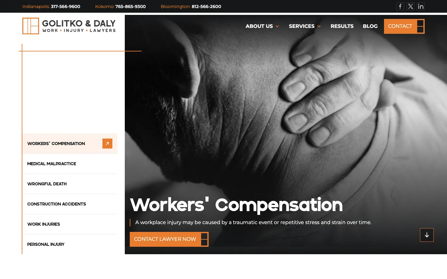 Screenshot of the Golitko & Daly, P.C. website