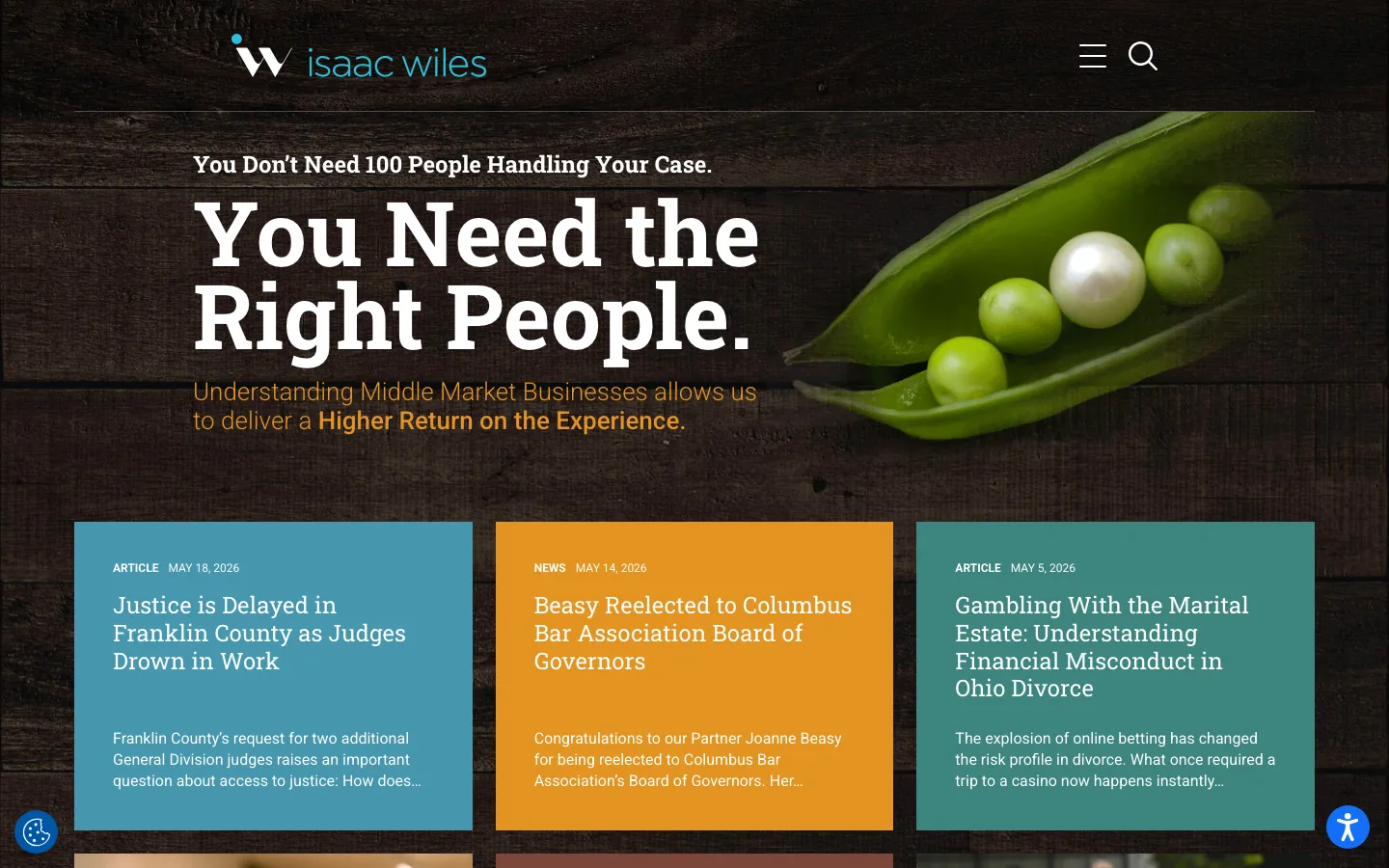 Screenshot of the Isaac Wiles Burkholder & Miller, LLC website