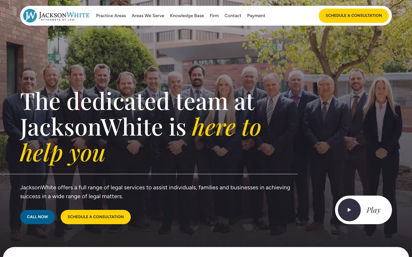 Screenshot of the JacksonWhite Law website