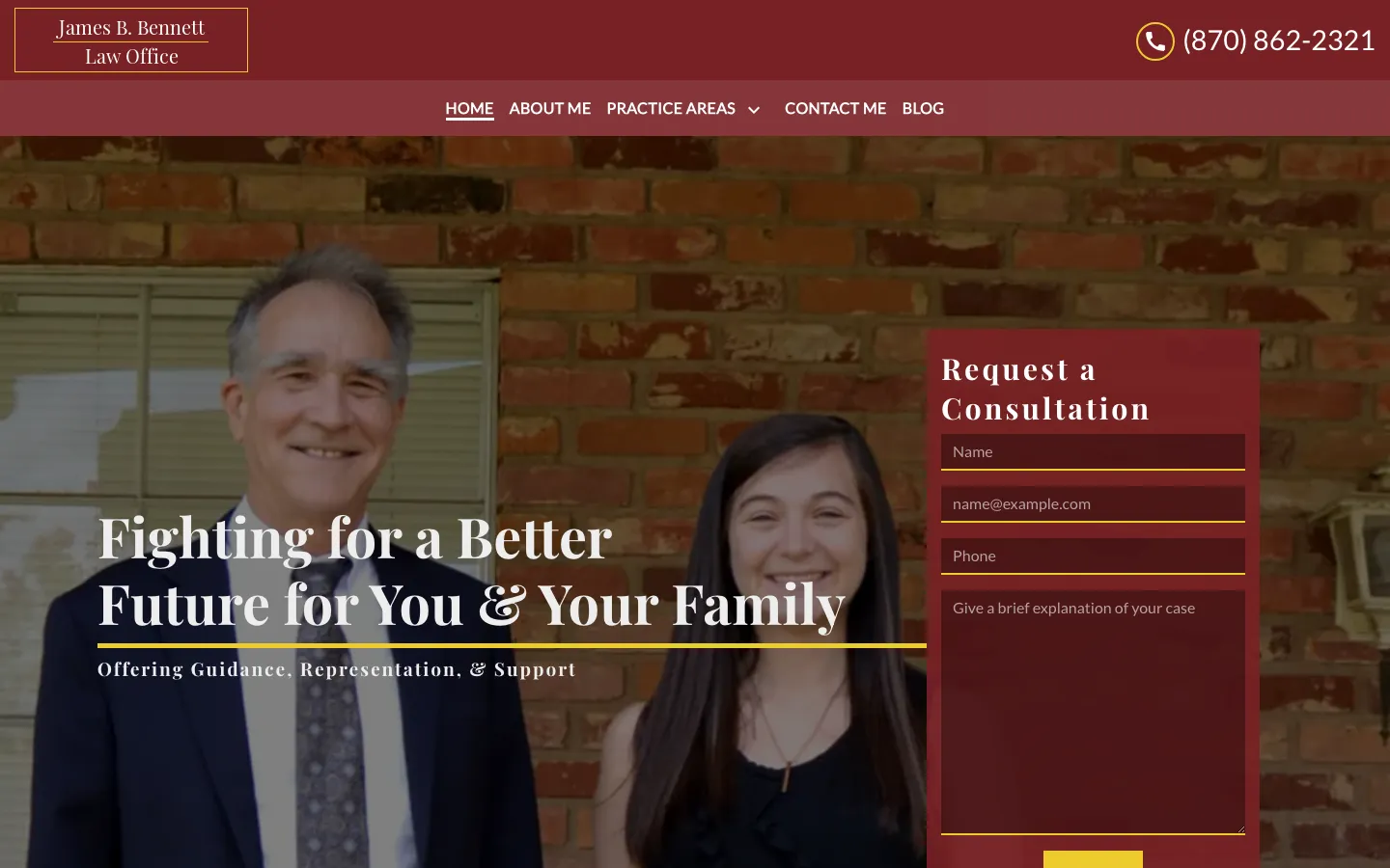Screenshot of the James B. Bennett Law Office website