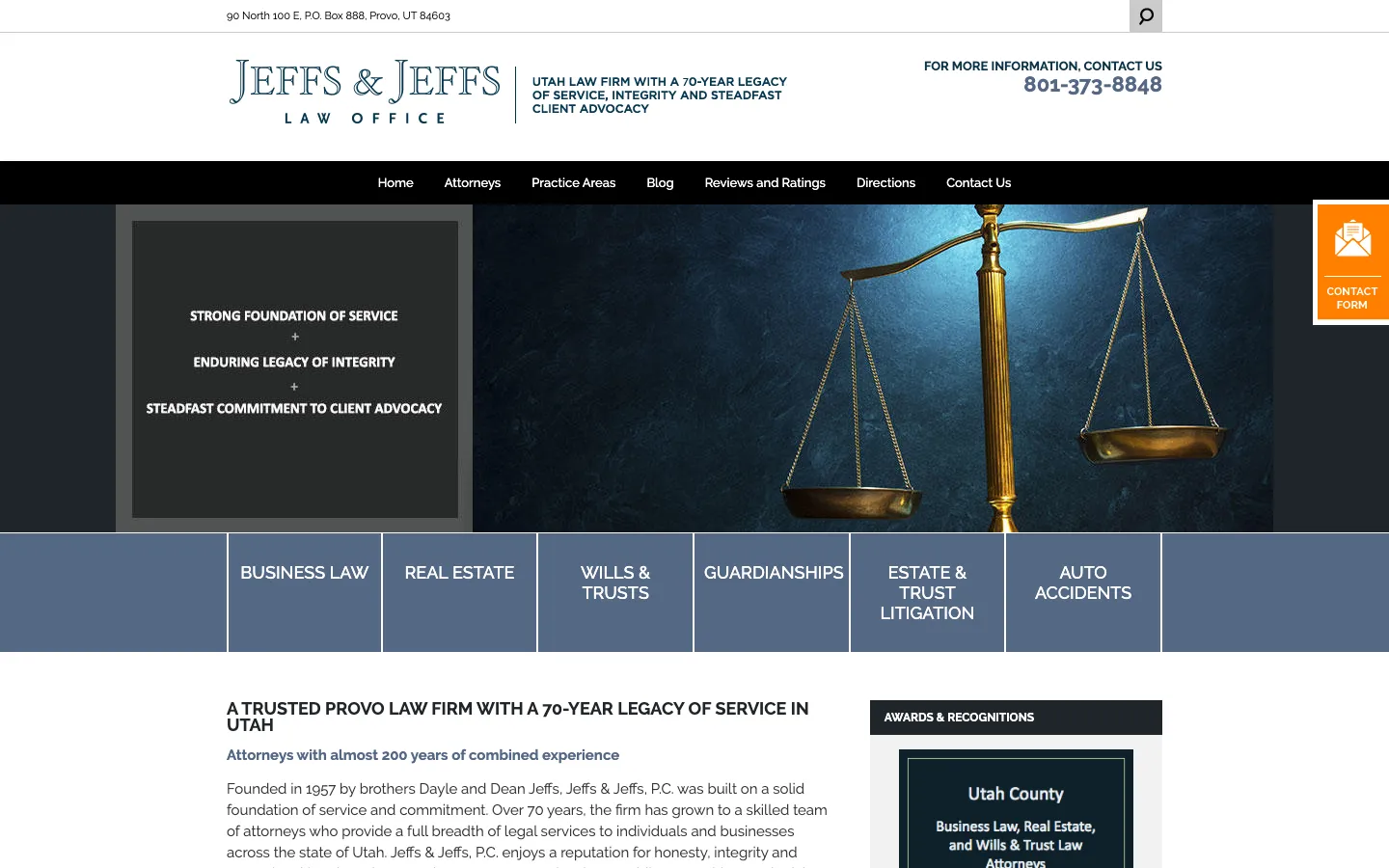 Screenshot of the Jeffs & Jeffs, P.C. website