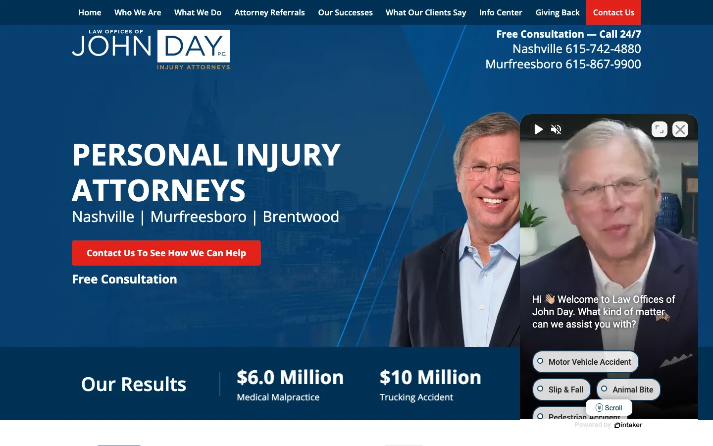Screenshot of the The Law Offices of John Day, P.C. website