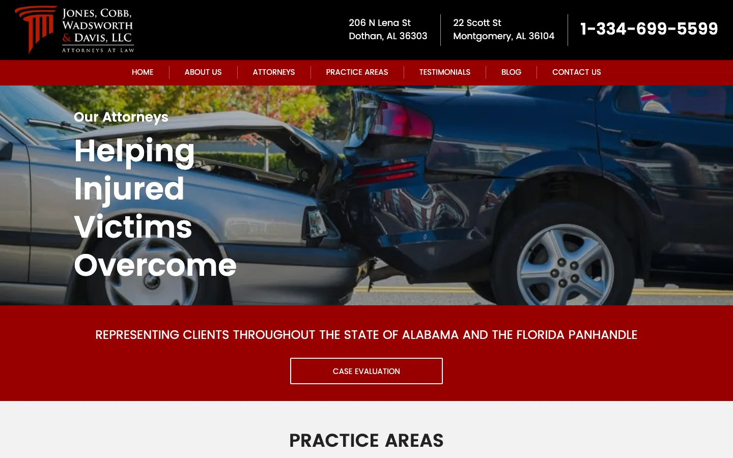 Screenshot of the Jones, Cobb, Wadsworth & Davis LLC website