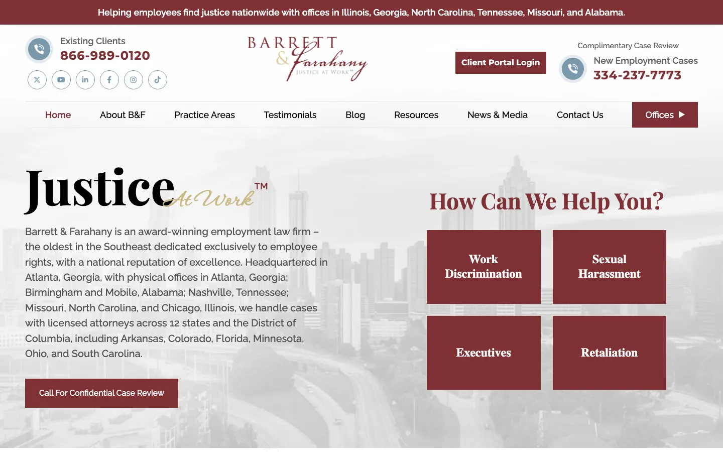 Screenshot of the Barrett & Farahany website