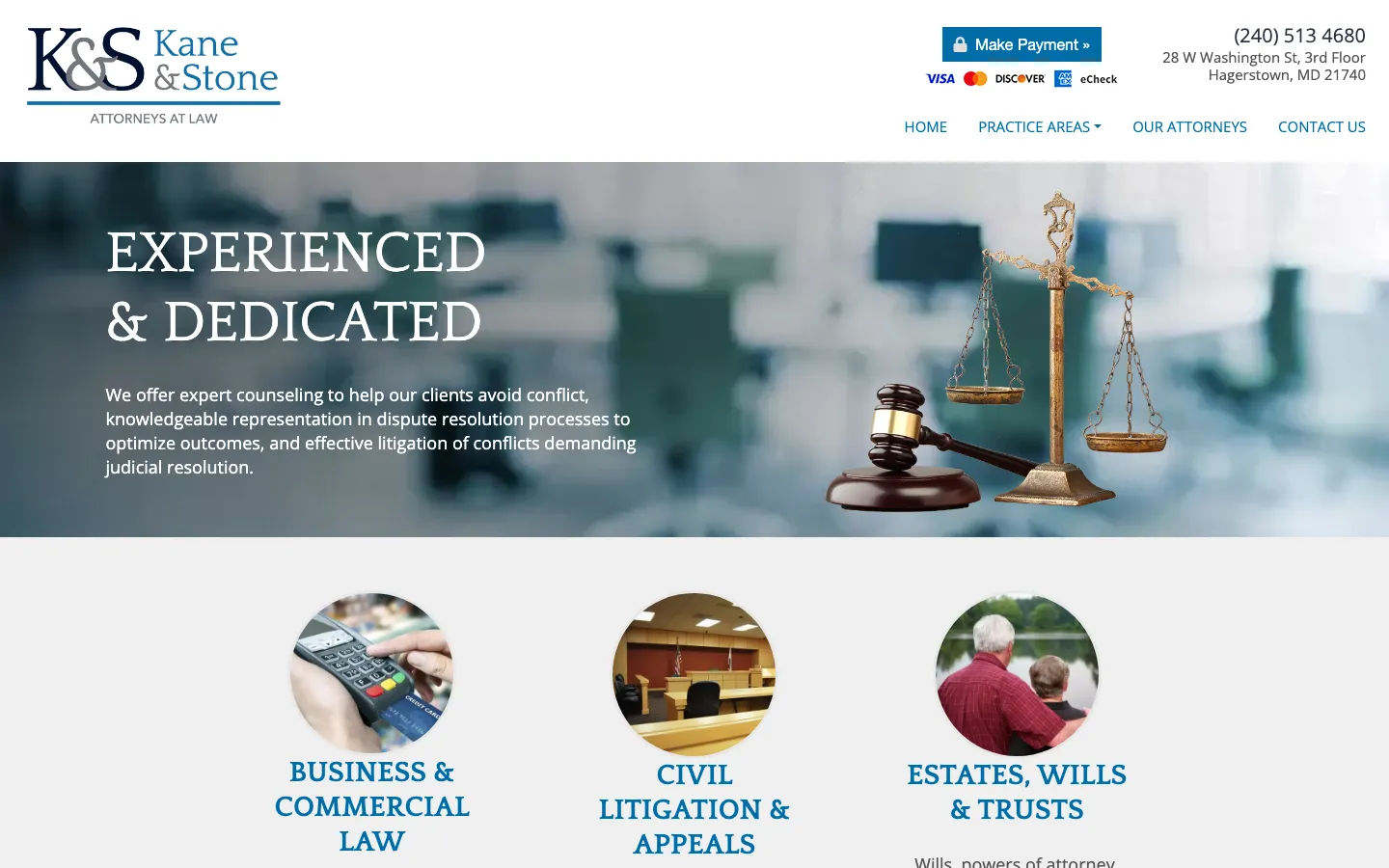 Screenshot of the Kane & Stone website