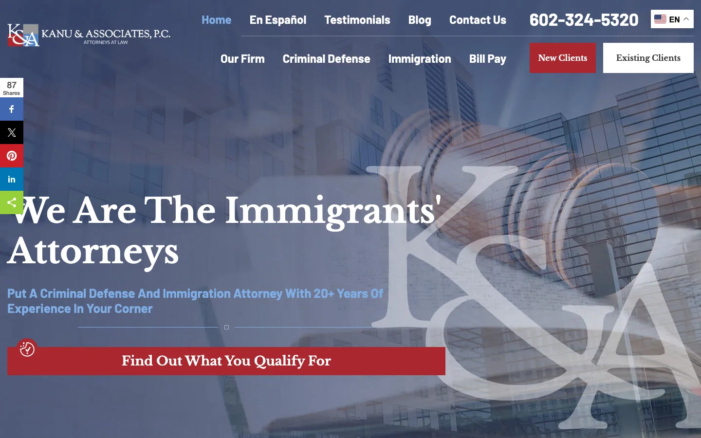 Screenshot of the Kanu & Associates, P.C. website