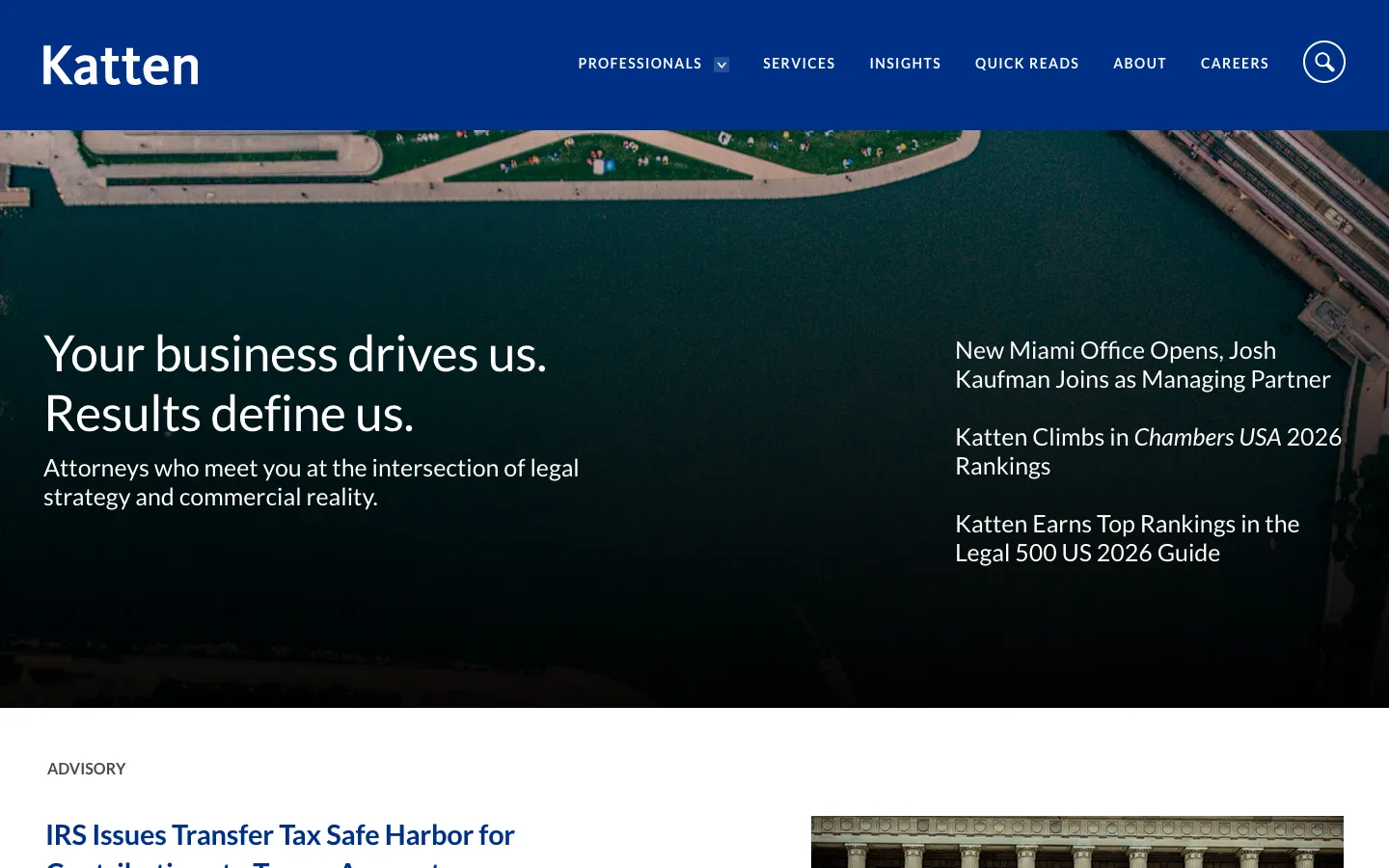 Screenshot of the Katten Muchin Rosenman LLP website