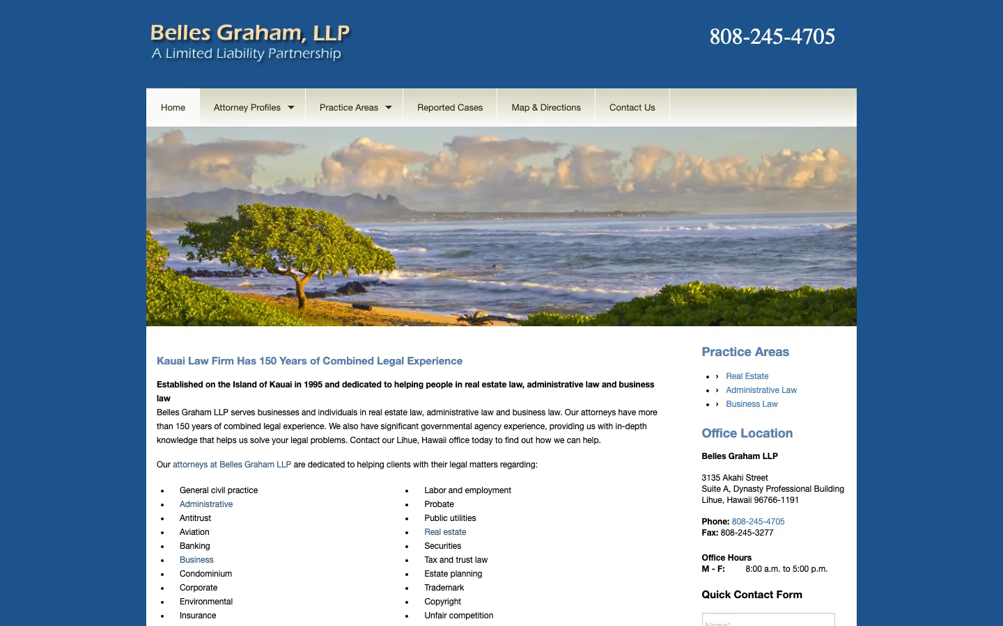 Screenshot of the Belles Graham LLP website