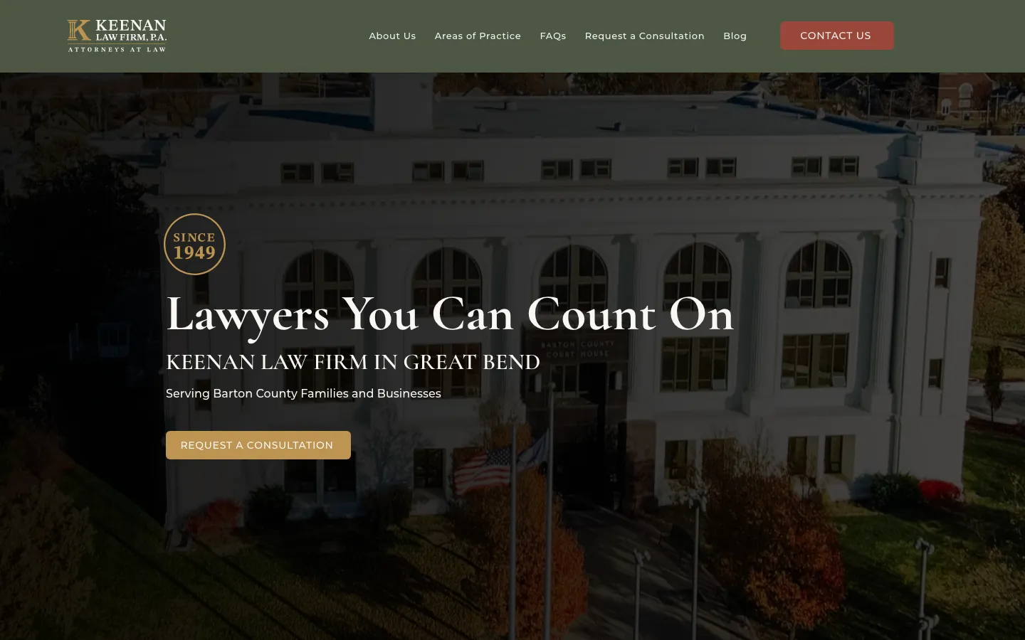 Screenshot of the Keenan Law Firm website