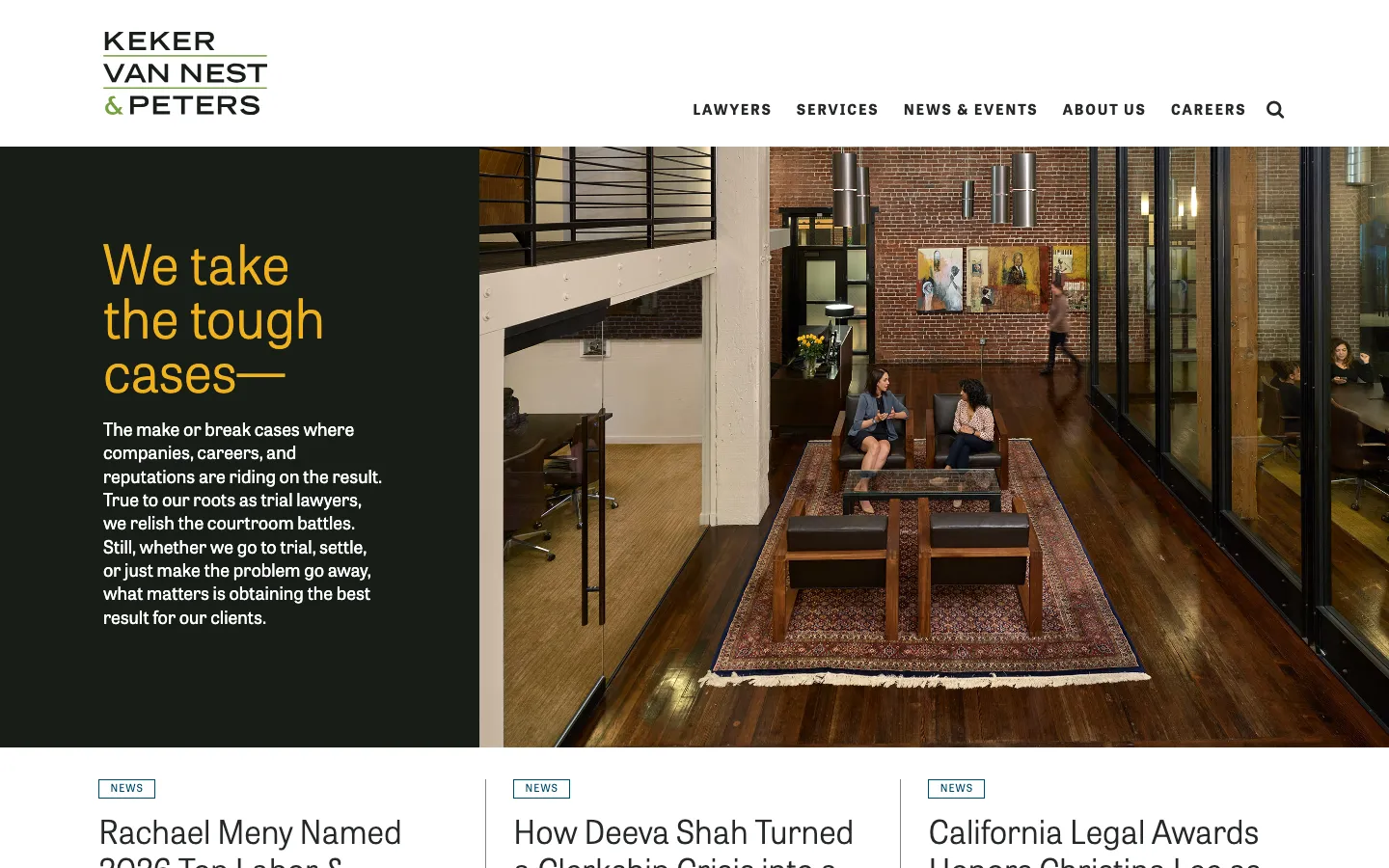 Screenshot of the Keker, Van Nest & Peters LLP website