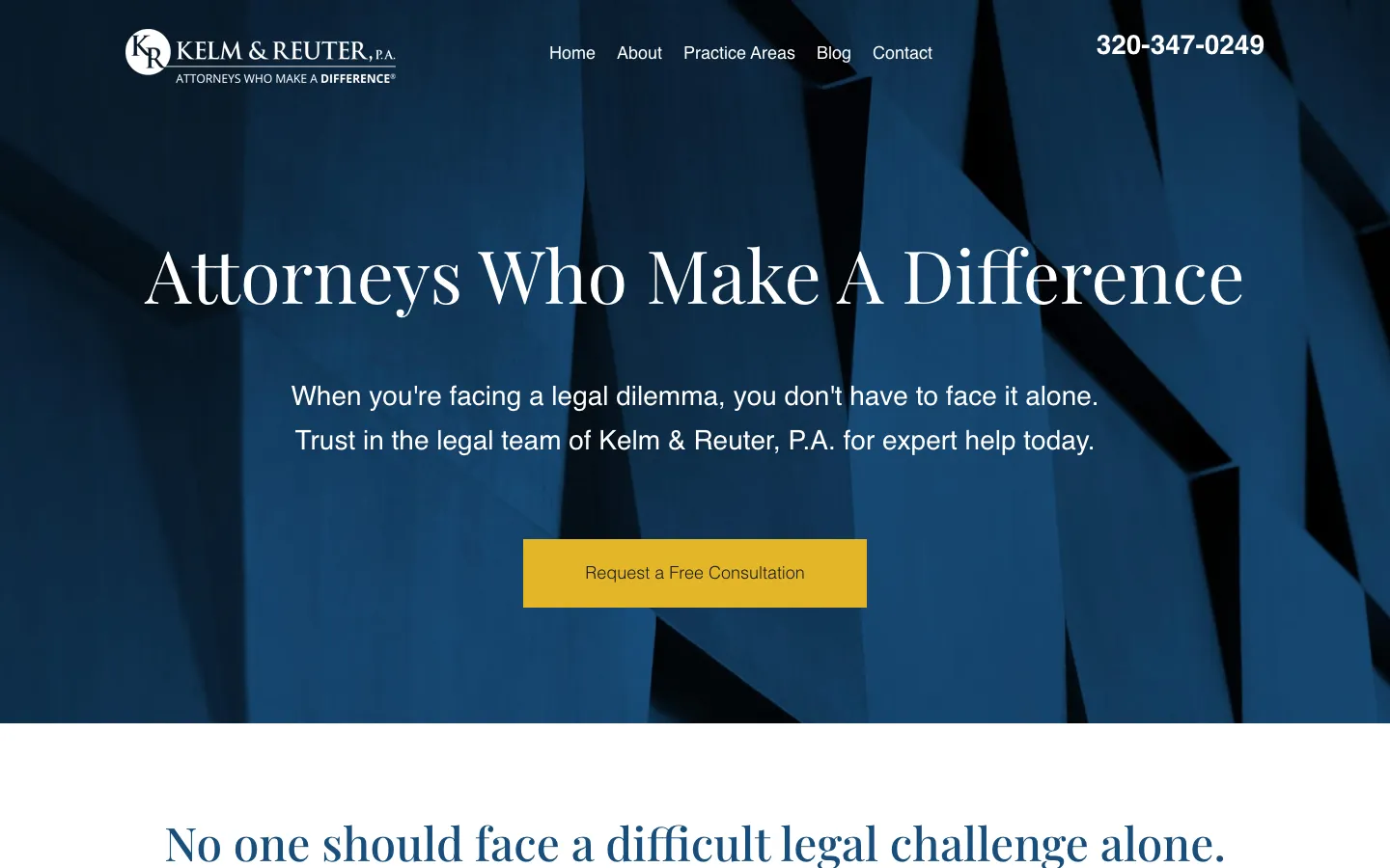 Screenshot of the Kelm & Reuter, P.A. website