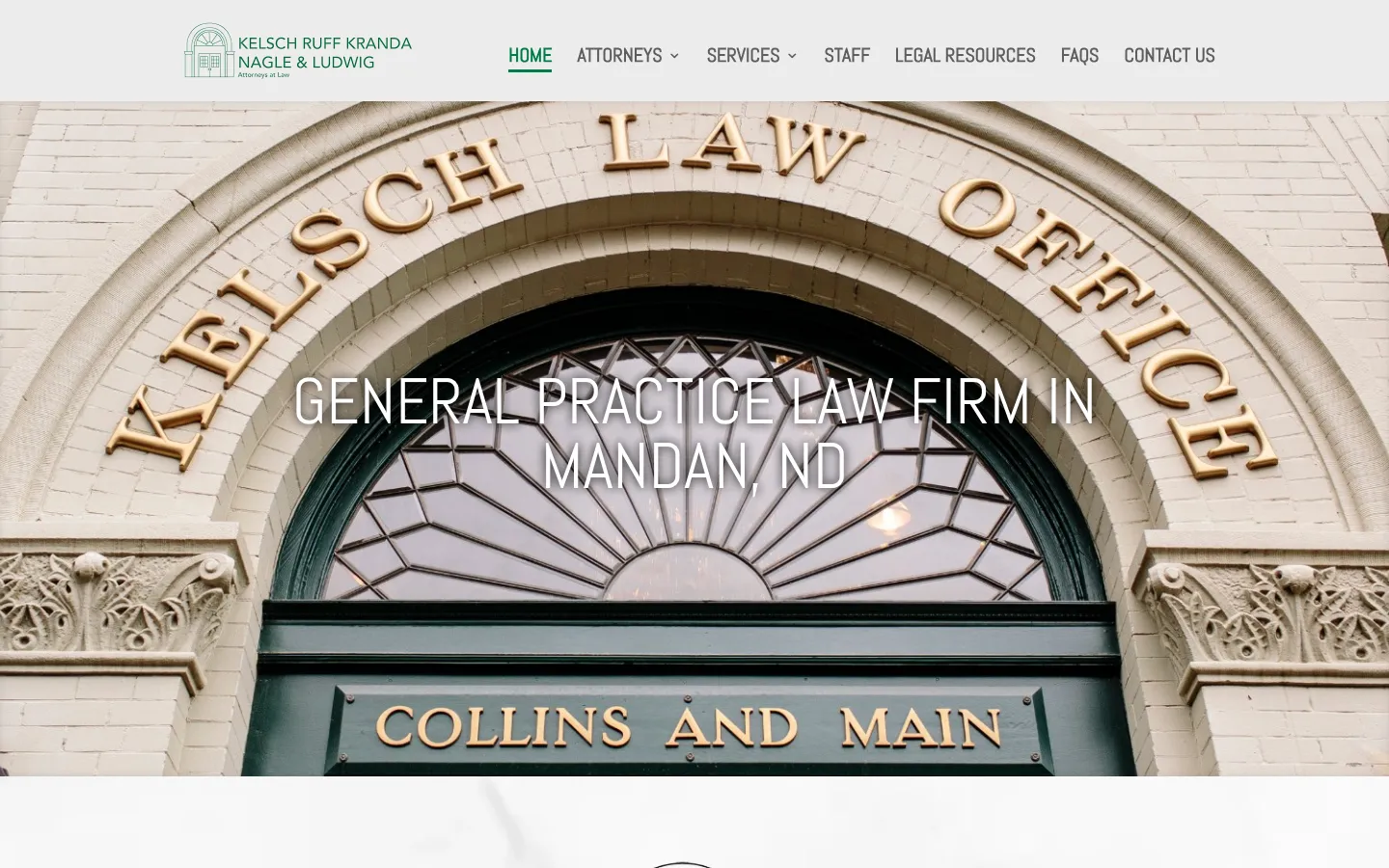 Screenshot of the Kelsch Ruff Kranda Nagle & Ludwig website
